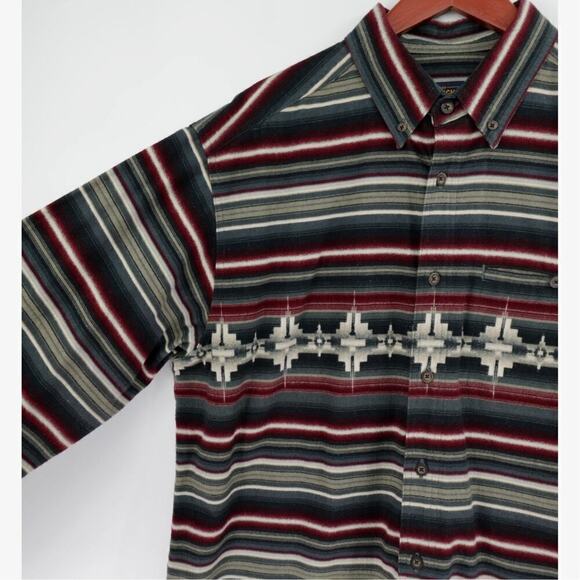 Woolrich Tribal Flannel Shirt Mens XL Multi-Color Striped Aztec Southwestern - Picture 6 of 16